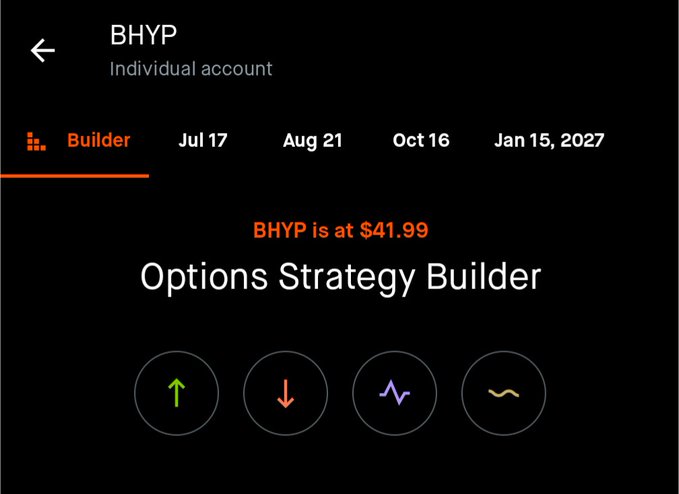 The image shows an alert screen or dashboard that displays a list of options available for trading, labeled "HYPE" and "BHYP". This may suggest some recent news or updates about the HYPE ETF (Hyper Liquid Exchange Trading Fund) options, which are currently being launched in the market. The post emphasizes the importance of staying up-to-date with such developments to make informed decisions in the cryptocurrency trading world.