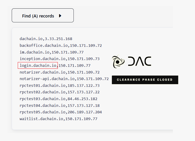 The image shows a screenshot of a computer screen displaying information about the DAC Mainnet website. The main focus is on the text "dac" which is likely related to an airdrop page or project. Additionally, there are several other words present in the image that might be related to the post, such as "@dac_chain", "Mainnet", and "dac site". However, it appears that the main content of the screenshot is still not live on the DAC Mainnet website's airdrop page. This suggests that the project may still be in the final preparation phase before being fully launched or implemented.