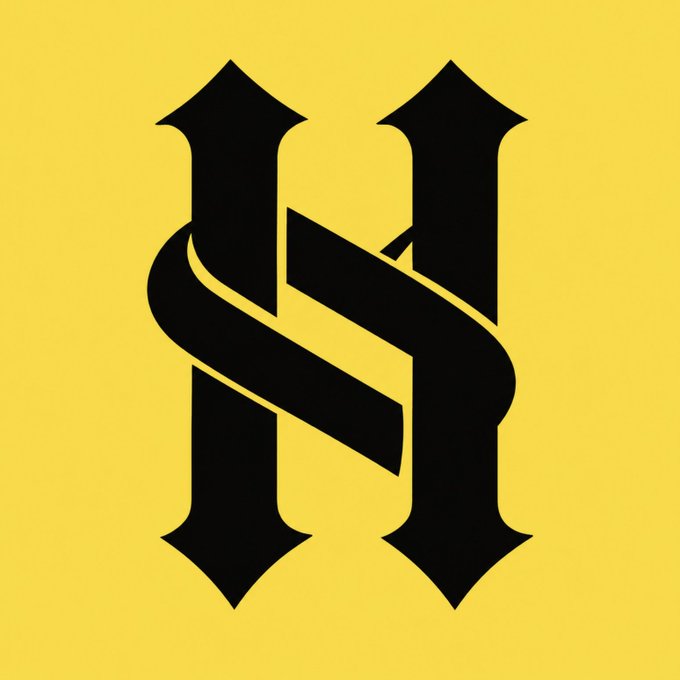 A stylized black monogram logo combining the letters 'H' and 'S' set against a bright yellow background.