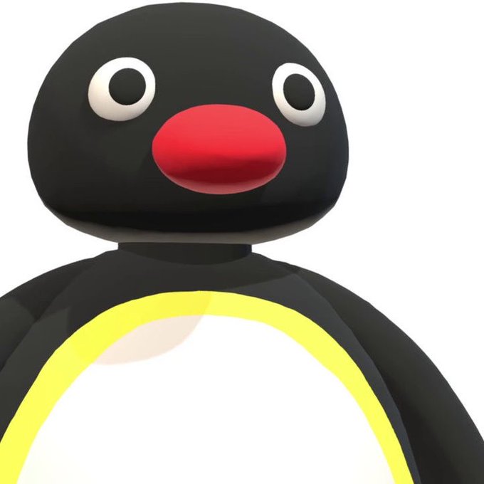 A 3D rendering of Pingu, the black and white penguin character with a red beak.