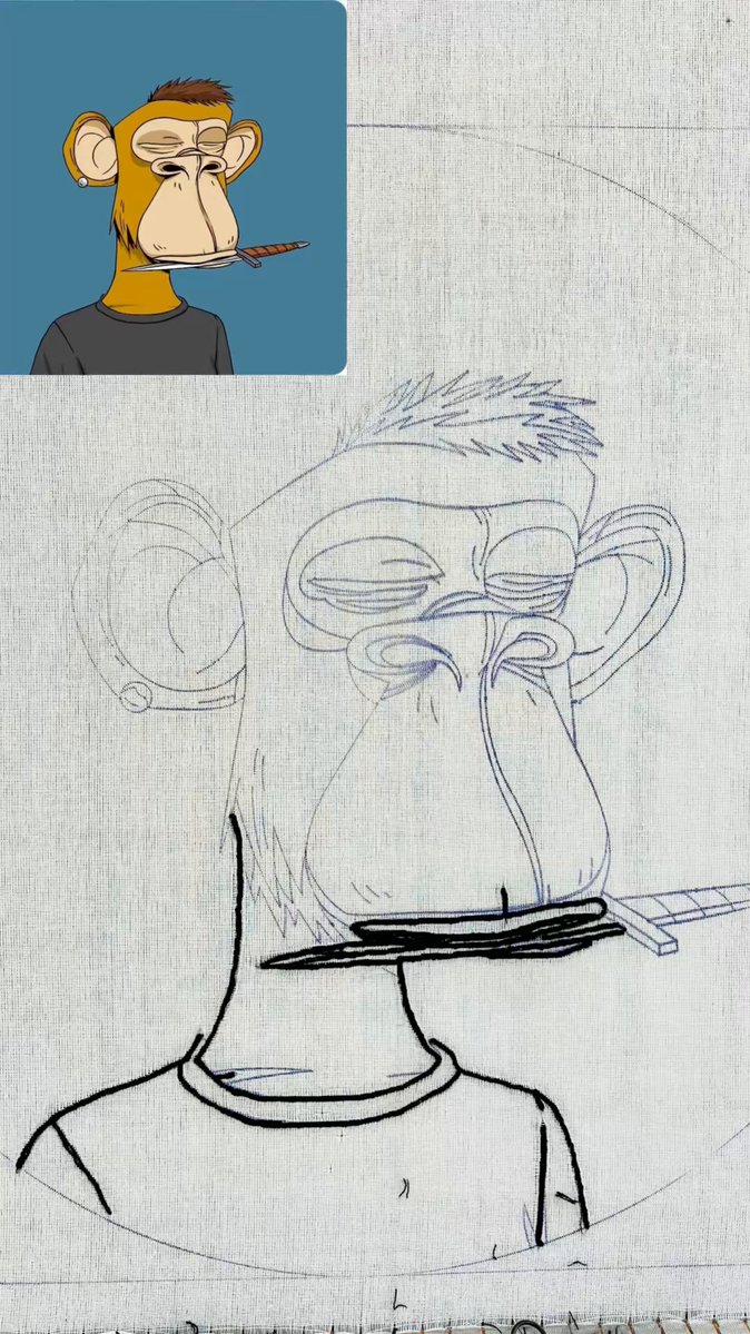 The image features a cartoon drawing of a monkey with a cigarette in its mouth, accompanied by a caption that reads "Part 2 soon. Monkes love getting rugged @BoredApeYC @wigsdoteth". The caption also mentions that there is another image of the same cartoon monkey on the right side of the post.