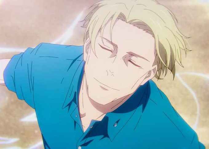 The image shows a blond anime man with closed eyes and a peaceful smile, wearing a blue shirt, conveying a sense of calm confidence and contentment.

The caption perfectly captures the vibe—his serene, unbothered smile mirrors the post's message of moving at one's own pace, ignoring distractions, and finding satisfaction in personal creative pursuits without caring about external criticism.