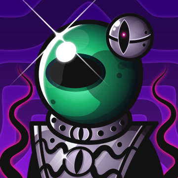 The image features a cartoon illustration of an alien wearing a suit with a large green ball on its head, surrounded by purple swirls that appear to be emanating from the bottom right corner. The background is dark purple, creating a sense of mystery or otherworldliness. In the top left corner, there's a small white star shining brightly against this backdrop. The image also includes text that reads "2 Visions of the Void just sold for 0.028 ETH".