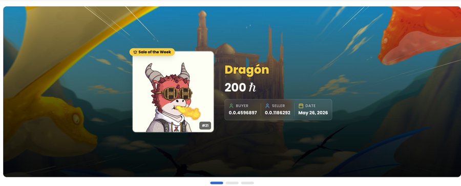 The image shows an advertisement with a large banner at the top featuring an illustration of a dragon with horns, wings, and a golden body against a blue sky. Below the dragon, there is text that includes a description of the item being advertised for sale and its price range, specifically stating it's available for $2.50 to $2.99. The overall layout appears visually appealing, capturing attention through the unique illustration and clear pricing information.