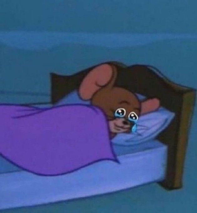 This image is the popular "Tom crying in bed" meme, featuring the cartoon mouse Tom from Tom and Jerry with tears streaming down his face while lying in bed under a purple blanket. It humorously illustrates the post's expression of being emotionally devastated after losing everything from a wild gamble that quickly went from $200 to $2000 and back down to $0.