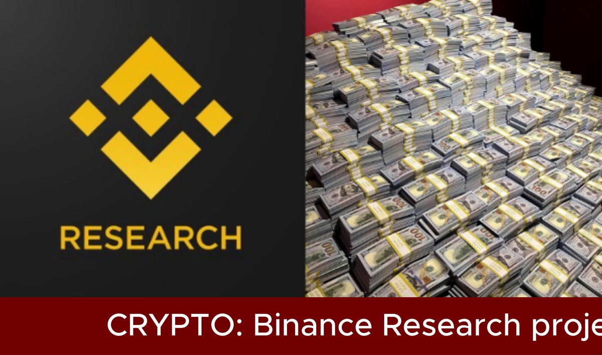 The image features a large stack of money, possibly representing cryptocurrency or digital currency, with the words "CRYPTO" and "BINANCE RESEARCH PROJE" written above it. Below this, there's an overlay that says "Research: Crypto: Binance Research proje". The text suggests that there is a project related to cryptocurrency research being conducted by Binance Research, which could potentially involve analyzing the impact of crypto exchanges on global stocks and the economy.