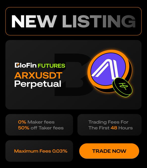 The title of the image reads "New listing", which is a description of some new things about trading Arx-USDT, an exchange currency that was once popular but has since fallen out of favor with many investors. The image also shows an ARX-USDT Perpetual Contract Trade (ACC), along with other details such as maximum fees and the current trading price. One item in particular stands out - a coin featuring the logo "A". This coin is used to represent the Arx-USDT exchange currency, and its listing on this platform suggests that there's an opportunity for investors to buy or sell it. The image also includes a button with the text "Trade now" and the words "0% Maker fees 50% off Taker fees 0% off Taker fees Trade now".