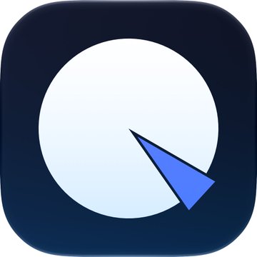 The Apple Watch app icon featuring a blue arrow pointer inside a white circle on a dark navy rounded-square background.