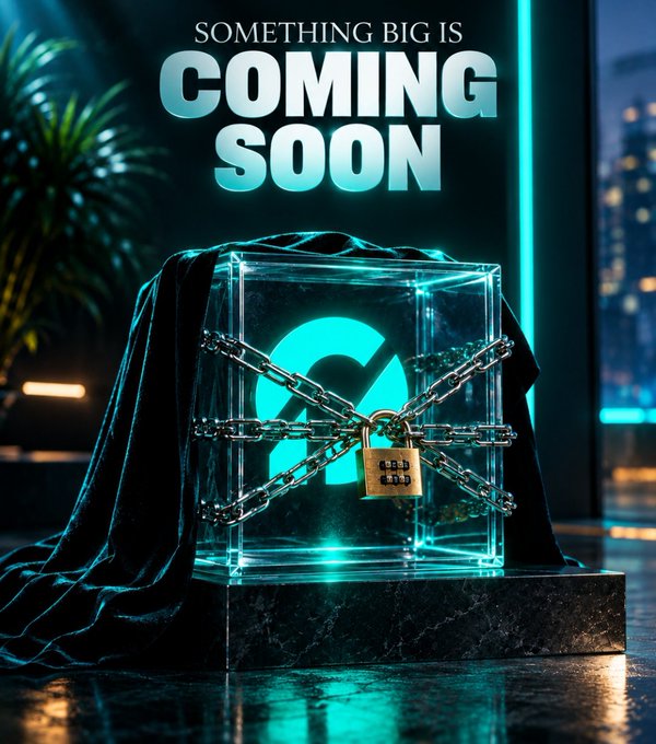 A glowing cyan crystal cube, draped in dark velvet and secured with chains and a combination lock, sits beneath the bold text "SOMETHING BIG IS COMING," teasing the launch of Wager Predict's non-custodial prediction market mainnet on BNB Chain, with limited early access now available via a live waitlist for testnet early adopters.