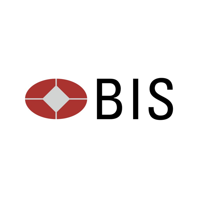 The logo of the **Bank for International Settlements (BIS)** is displayed, featuring its signature red elliptical emblem with a white diamond in the center, alongside the black "BIS" text. The image ties to the post by representing the institution whose researchers tested the XRP Ledger's capabilities for verifying official statistics onchain, leveraging XRPL's low fees and fast finality.