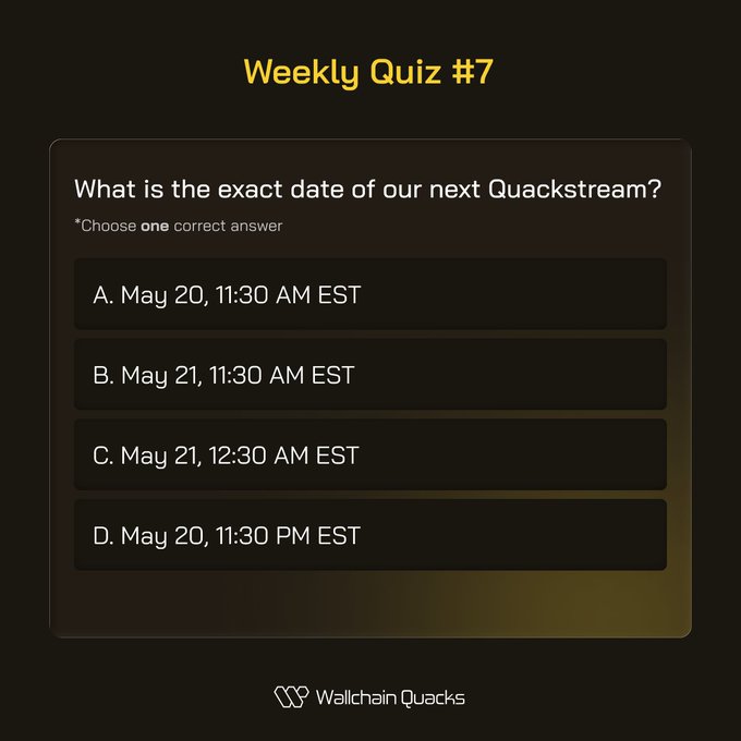 The image shows a text-based weeklyQuiz app, likely on a platform like Instagram or Facebook. The main feature of this app is an interactive form with four options related to a specific Quackstream, specifically asking users to choose one correct answer among them. This user interaction seems to be focused on analyzing the exact date of the next Quackstream. It also indicates that the App has been generating 30k+ apps for just 30k budget and had an acceptance rate of 0.5%. The app's main purpose appears to be in providing information about niche audience interest or choosing one correct answer, based on which users can make better decisions.