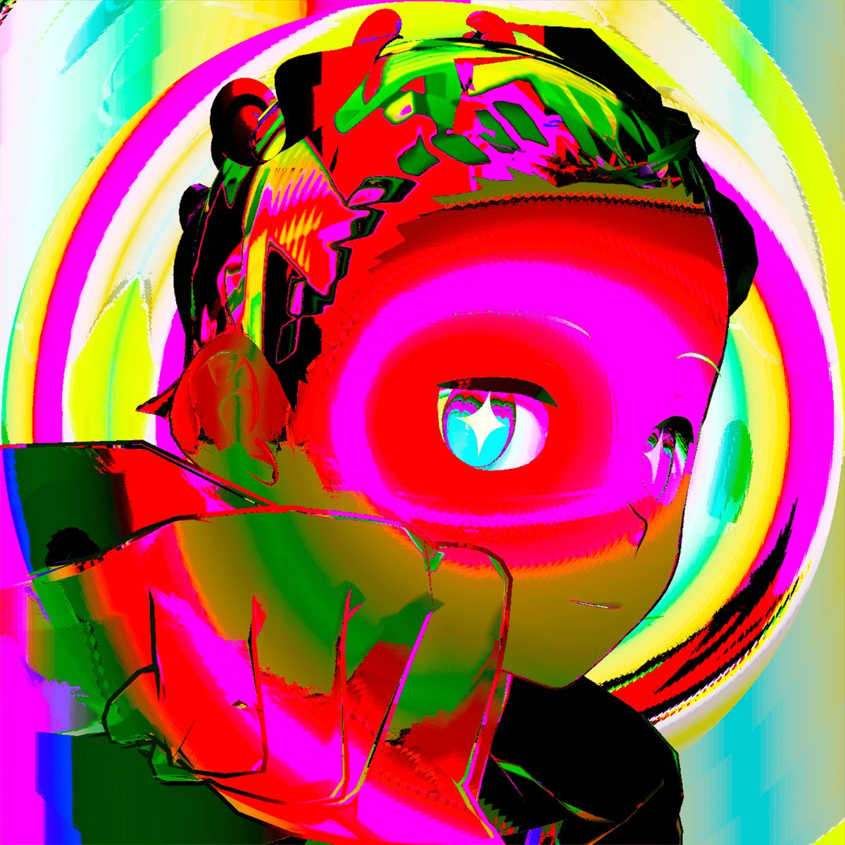 In this vibrant digital illustration, a person's face is featured with a unique color scheme that includes pink, blue, green, red, and yellow hues. The background features an abstract design consisting of circular patterns in various colors, which forms a captivating backdrop for the face. The image also contains the text "CorrineReloaded" along with "@opensea Launched with @alzenaworld Price: 0.011 ETH Max 5 per wallet Official Link: opensea.io/collection/cor …". The focus of this post is on how these elements come together to create an eye-catching and engaging image that may be related to the #CorrineReloaded account or the specific post it accompanies.
