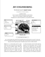 An academic poster titled 'JEV ENGINEERING' featuring a diagram of the 'Decision Layer for Aquatic Systems' with accompanying technical text.