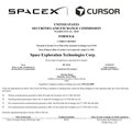 A SpaceX and Cursor promotional document or certificate for synchronized acceleration, referencing the SpaceX Exploration Technologies Corp., though details are too small to read clearly.