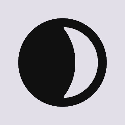 A simple dark mode icon of a crescent moon enclosed in a circle on a light gray background.