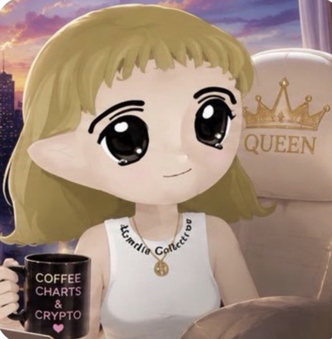 A chibi-style anime girl with blonde hair holds a black mug reading "COFFEE CHARTS & CRYPTO" while wearing a white tank top labeled "Candle Collector," posed in front of a throne marked "QUEEN." The image serves as promotional artwork for a $50 giveaway hosted by @hailey_cryptoo, tying the "HAILEY" crypto persona theme together with the giveaway contest instructions to retweet, like, follow, and drop a $sol address.