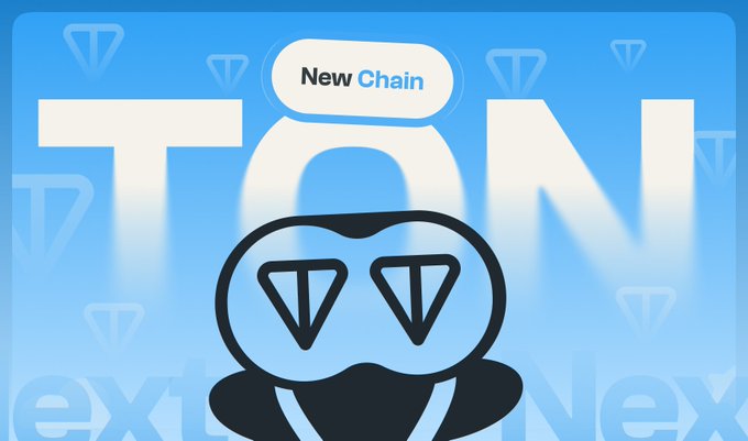 An illustration of a cartoon character wearing sunglasses with diamond-shaped lenses, set against a blue background with 'TON' and 'New Chain' text.