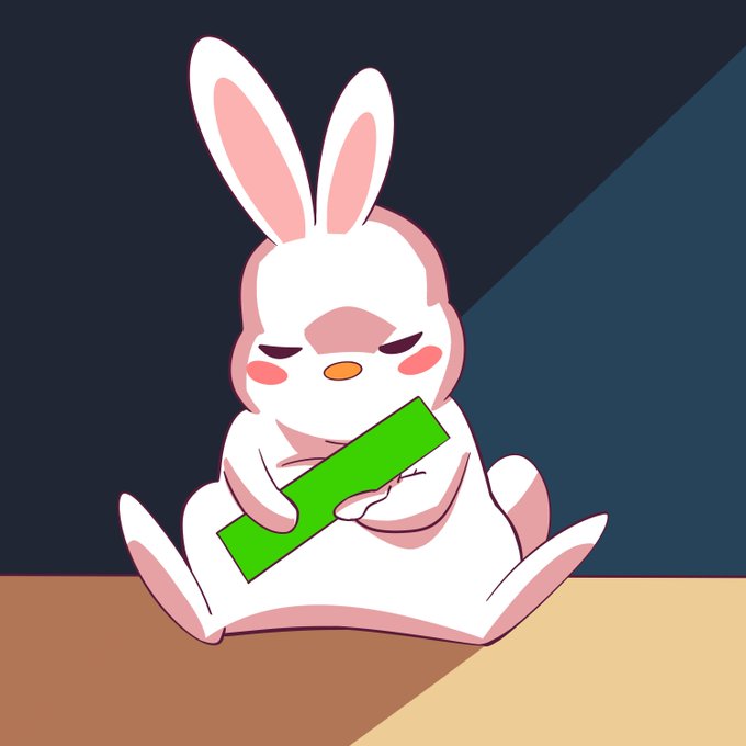 A cartoon white rabbit with an angry expression sits on the floor clutching a green rectangular block, symbolizing the artist's frustration and struggle over fair compensation in the crypto/NFT art world as referenced by the $PNUT and $BUNI memecoins mentioned in the post.