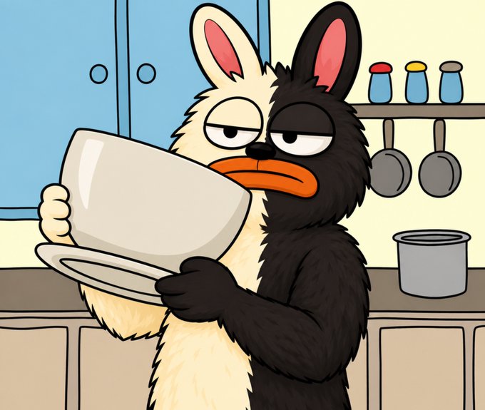 A cartoon rabbit-like creature holds a clean white bowl while standing in a kitchen, accompanied by a giveaway post promoting a $BORO airdrop for the first 2,000 wallets to like, retweet, and share their $SOL address. The image's bowl and kitchen setting don't directly relate to the cryptocurrency giveaway, but the "empty bowl" may serve as a metaphor for airdrop rewards waiting to be claimed.