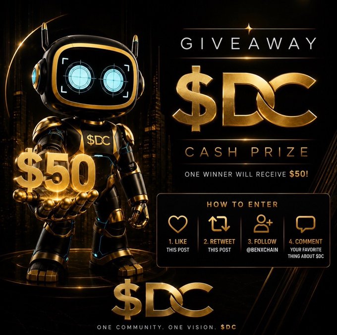 The advertisement features an impressive robot with gold accents, dressed in a suit. It is holding two golden coins. Above the robot's head are gold dollar signs $50 and $60, indicating that the winner of this prize will receive $50 or $60 respectively. Below the robot, there is text in a smaller font size that appears to be about how to enter and what it involves.