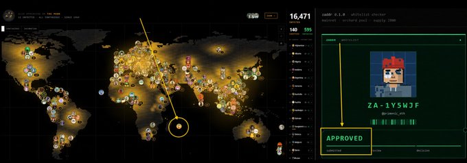 A world map interface displays a ZARP cryptocurrency transaction for user 'david_mk' sending 1000 tokens to address 'ZA-1Y5W3JF', marked as 'APPROVED'.