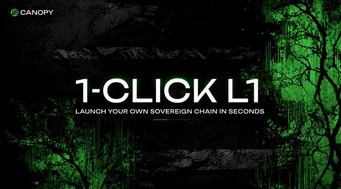 The image features a banner with green trees against a black background. The text "1-CLICK LI 1" is displayed above the trees, which suggests that this image might be related to a promotional campaign or an advertisement for a new cryptocurrency or blockchain project.