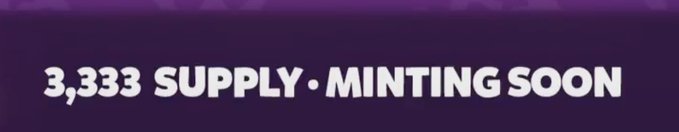 A dark purple banner displays white text reading "3,333 SUPPLY • MINTING SOON," announcing the upcoming mint of the 3,333 YieldFields Deeds NFT collection, which will feature randomized rarity and metadata for resource-generating holders.