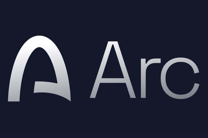 Minimalist logo featuring a stylized 'A' symbol next to the text 'Arc' on a dark blue background.