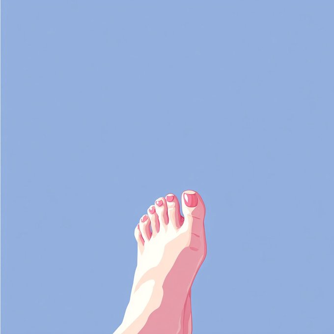 A lone foot with pink nail polish is raised against a vast blue sky, symbolizing the empty and elusive nature of crypto dating where connections remain out of reach.