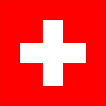 A simple red flag with a centered white cross, resembling the Swiss flag.
