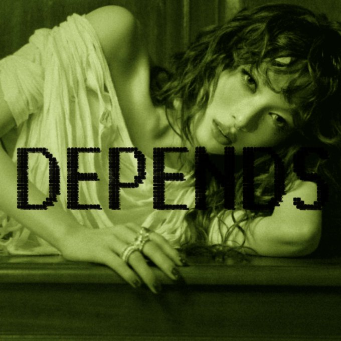 A green-tinted album cover featuring a woman with long dark hair, with the text 'DEPECHE' overlaid in a digital glitch font.