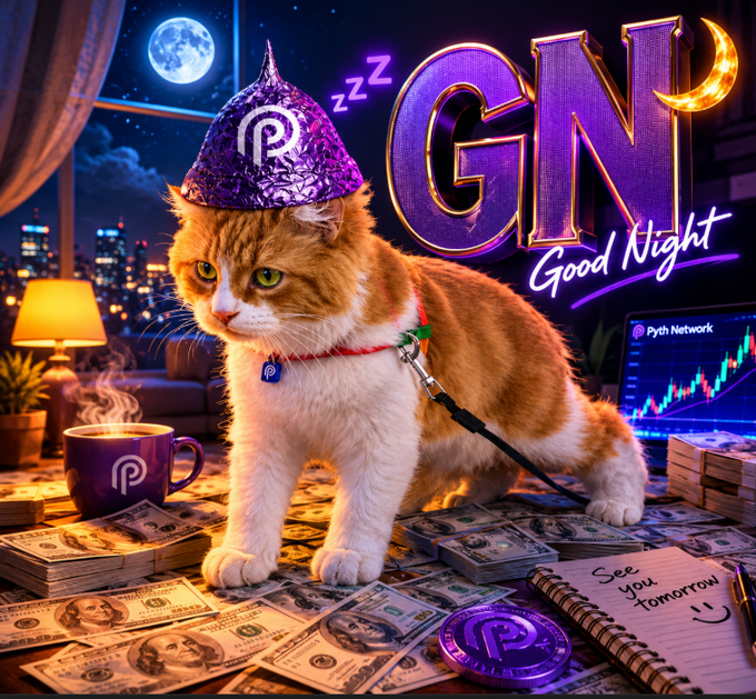 The image features a cat wearing a party hat with "GN" written on it, standing next to stacks of money. The text in the image reads "Good Night Gn", which seems to be related to the markets or financial news. The cat is positioned near a table filled with money and notes, suggesting that there might have been an event or discussion about the markets recently.