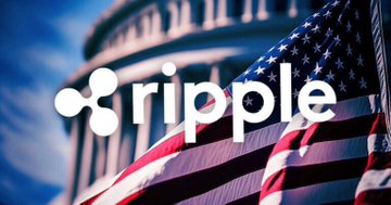 The image shows the Ripple logo overlaid on a backdrop of the U.S. Capitol building and an American flag, symbolizing Ripple's engagement with U.S. regulatory and financial infrastructure as it expands RLUSD and XRP under Monica Long's vision of a multichain, interoperable payments future.