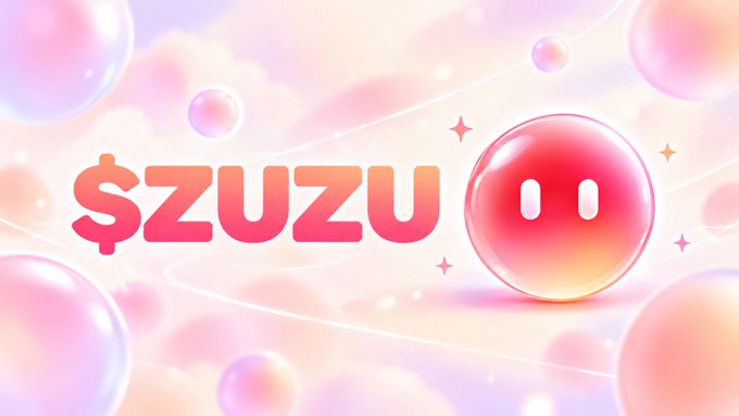 A vibrant pink and peach-toned promotional graphic featuring the text "$ZUZU" alongside a glossy 3D smiley face sphere, set against a dreamy cloud background with floating bubbles and sparkles—perfectly matching the airdrop announcement teasing a 15,000,000 $ZUZU token distribution launching in 60 minutes.