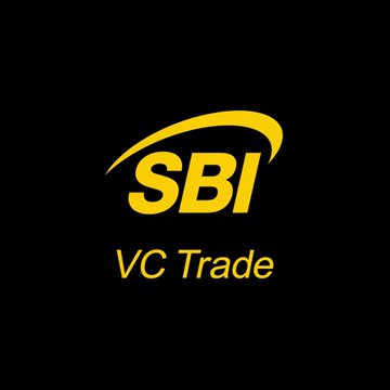 The image features the SBI VC Trade logo, displaying "SBI" in bold yellow lettering with a swooping arc above it and "VC Trade" written underneath, all set against a black background. The logo relates to the post by highlighting SBI VC Trade, the Japanese cryptocurrency platform that has surpassed 2 million registered accounts and is supporting Japanese companies' use of BTC and XRP in shareholder loyalty programs.