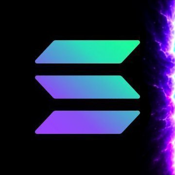 A stylized 'E' or three-bar logo with a green-to-purple gradient against a black background with purple lightning effects on the right.