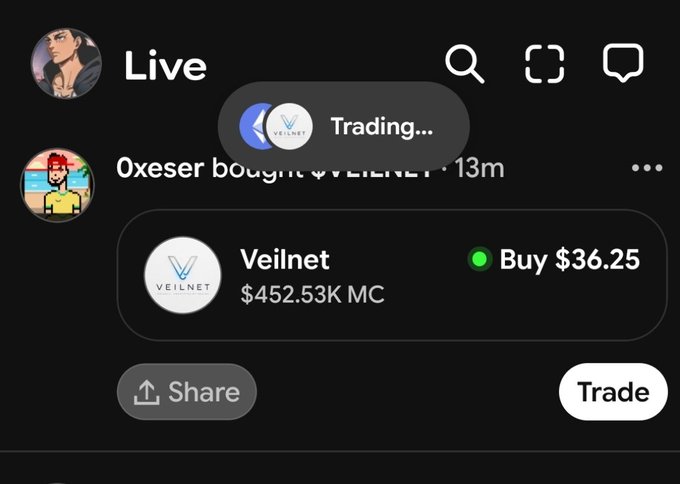 The image shows an open social media app on someone's phone, displaying a trading interface where multiple users are participating in trading activities for different shares of stocks at $38.25. The main focus of this post appears to be on Base Stay, with several users discussing about its features and trading it for their desired shares.