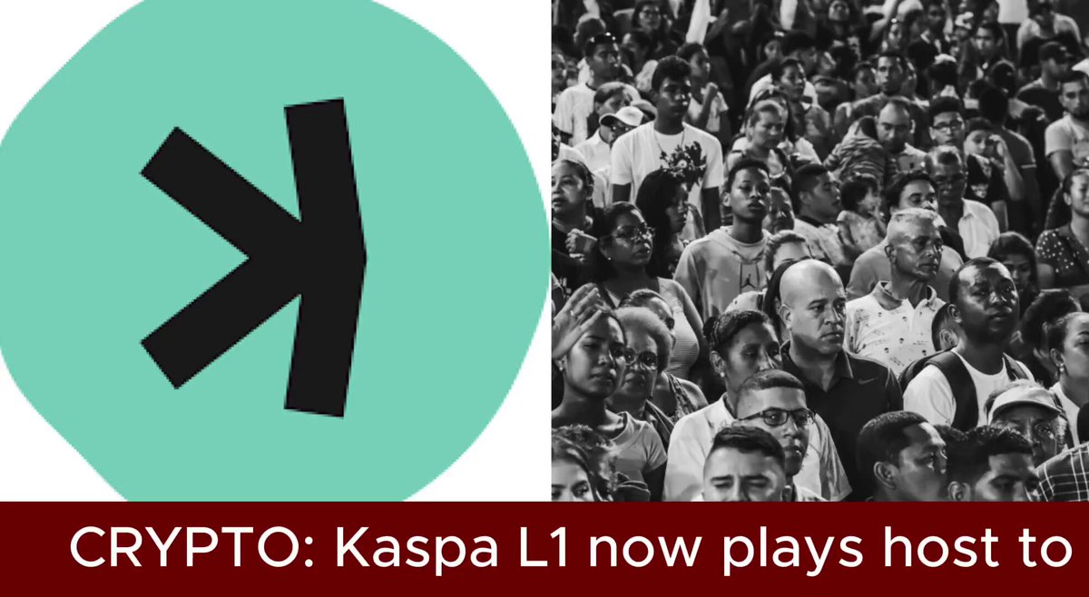 The image features a post that explains about the cryptocurrency, Kaspa. The main part of the image is a caption that says "Crypto: Kaspa breaks past 2.17B transactions and 540K wallets... @kaspaunchained now boasts a cumulative transaction total of some 2.171 billion transactions." This information is related to the image's background because it describes what the picture shows, which seems to be an old photograph or a black and white image with the word "Crypto" in blue letters on top.