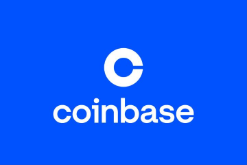 The image displays the Coinbase logo on a blue background, reinforcing the brand mentioned in the announcement about Coinbase integrating perpetual futures trading on the Base App.