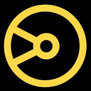 A yellow logo featuring a circle containing two connected nodes, resembling the Abstract blockchain logo.