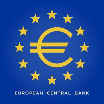 The image displays the European Central Bank (ECB) logo, featuring a yellow euro symbol (€) encircled by 12 yellow stars on a blue background, with "EUROPEAN CENTRAL BANK" written below. The logo visually represents the ECB's role in advancing the digital euro initiative, as the bank prepares to test the new currency with selected payment service providers ahead of its 2027 pilot phase.