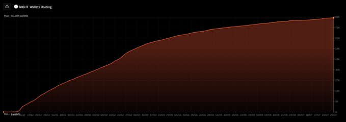 A line graph titled 'WBT Wallets Holding' showing a steadily increasing trend from under 100 to over 80K, peaking at 80,208 wallets.