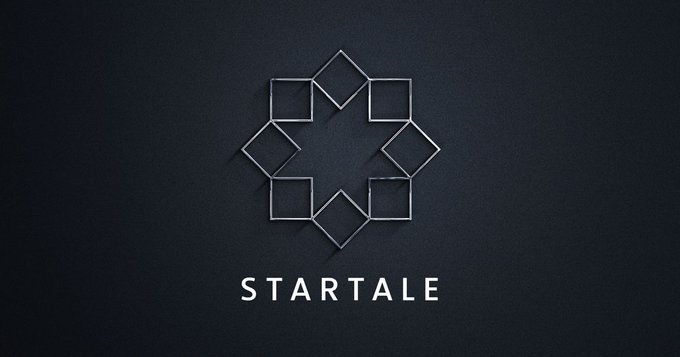 A minimalist logo featuring a geometric arrangement of squares forming a star pattern with the text 'STARTALE' below on a dark background.