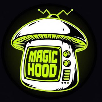 A neon-style illustrated logo shows a mushroom-shaped device labeled “MAGIC HOOD,” with a small antenna-like zigzag above the cap.