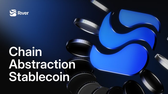 The image features a blue logo with the word "chain" written below it, surrounded by black coins scattered around it. The background of the image is dark blue, creating a contrast that makes the logo stand out. The text "chain abstraction stablecoin" is also present in the image, indicating the content or theme of the post.