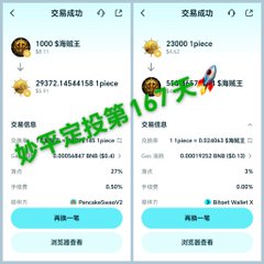 Two mobile app screenshots from a cryptocurrency or trading platform showing account balances and USDT values, overlaid with Chinese text reading '抄底全仓拉第167天' and '交易成功'.