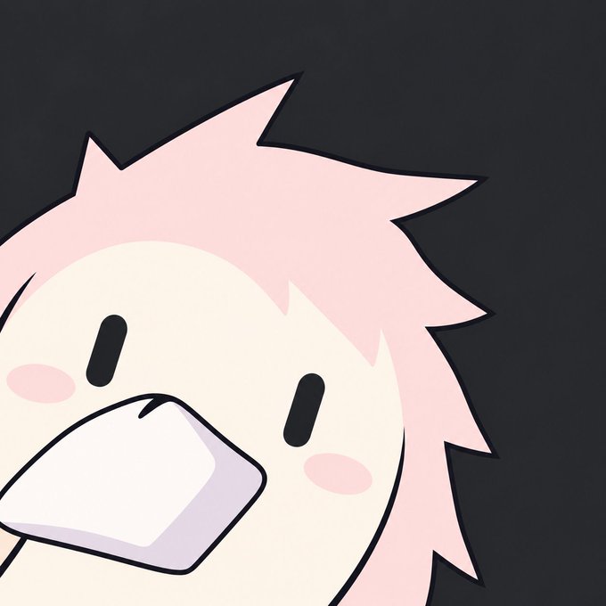 A cartoon illustration of a pink-haired character with an exaggerated shocked expression, wide open mouth, and pink blush marks on their cheeks, set against a dark gray background.