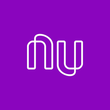 The image displays the stylized white "nu" logo on a purple background, representing the digital bank Nubank as it launches in the U.S. and introduces its Nu Global multi-currency digital account for cross-border users.