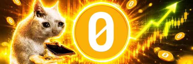 A meme-style graphic featuring a cat holding a smartphone next to a large orange cryptocurrency coin logo, set against a fiery background with an upward chart arrow.