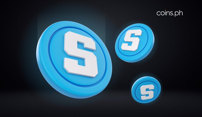A digital graphic displays three blue coins with a white 'S' logo against a dark background, with the text 'coins.ph' in the top right corner.
